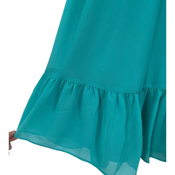 Eliza J Dress Tiered popover halter teal size 8 - Picture 3 of 10